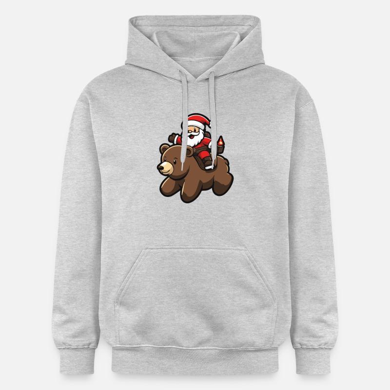 Ours Père Noël Dessin animé - Sweat à capuche Softstyle® Gildan Unisexe - gris clair chiné