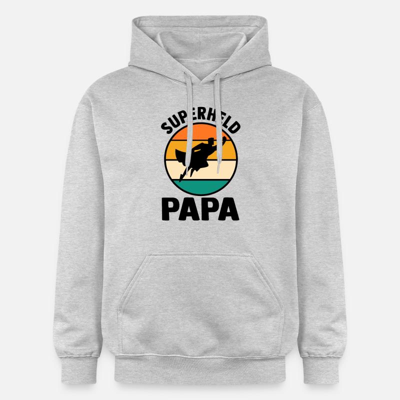 Père Papa Super-héros - Sweat à capuche Softstyle® Gildan Unisexe - gris clair chiné