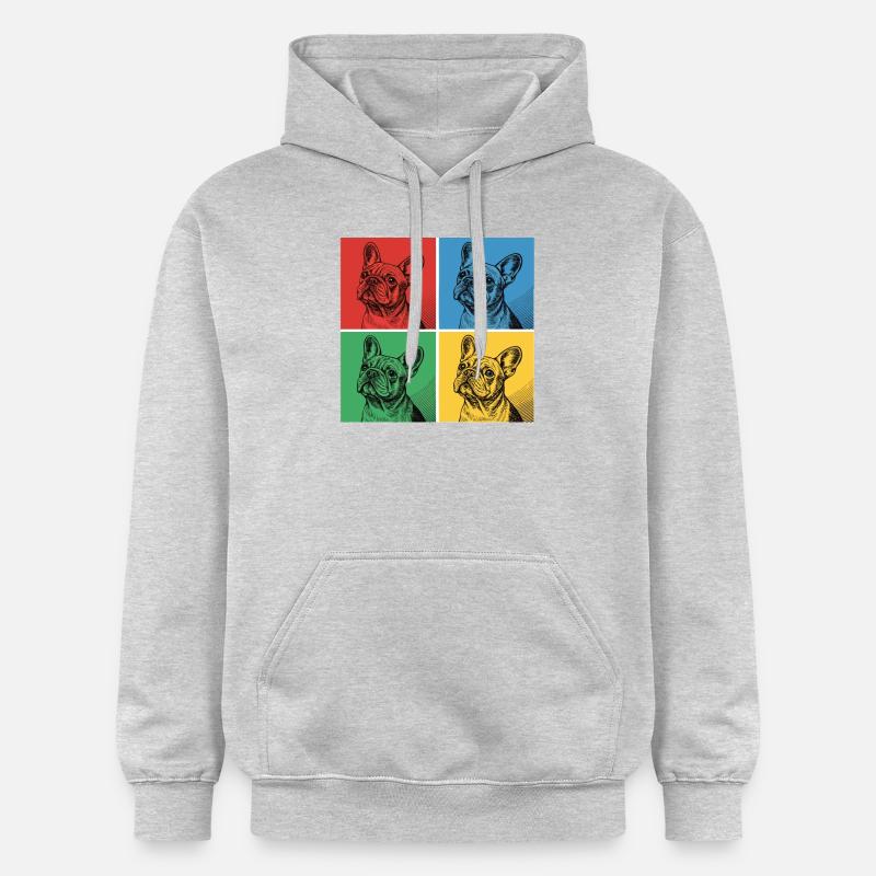 Bouledogue français Pop Art Design - Sweat à capuche Softstyle® Gildan Unisexe - gris clair chiné