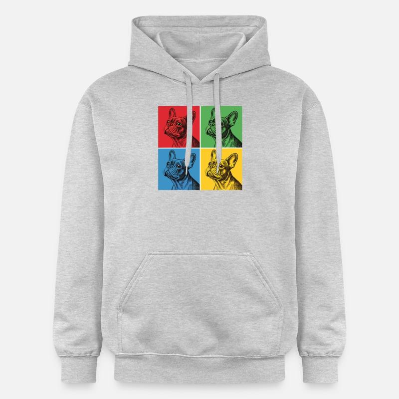 Bouledogue français Pop Art Design - Sweat à capuche Softstyle® Gildan Unisexe - gris clair chiné