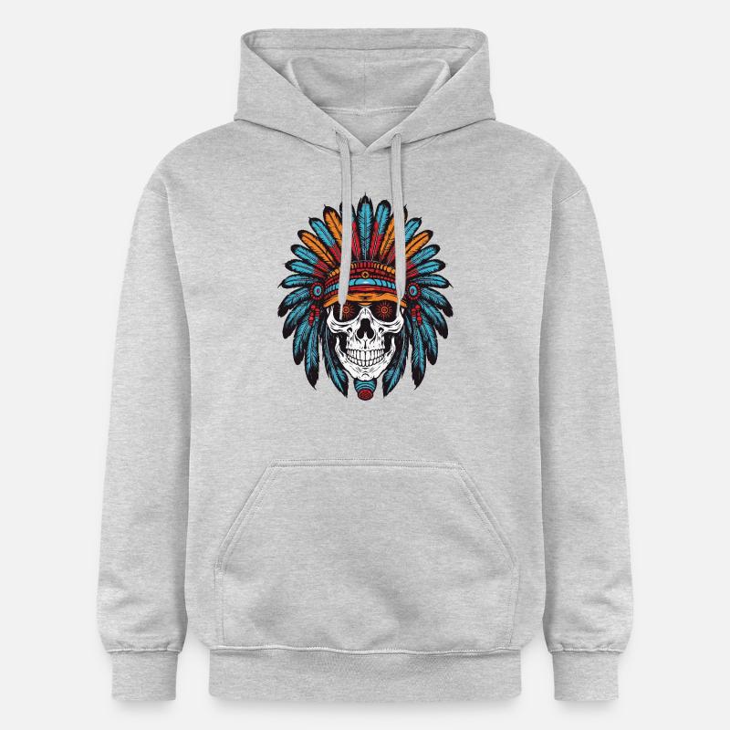 Crâne de chef indien Apache - Sweat à capuche Softstyle® Gildan Unisexe - gris clair chiné