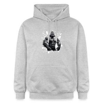 Gorille Bodybuilding Beast - Sweat à capuche Softstyle® Gildan Unisexe - gris clair chiné - Devant - Liana (172cm) & Jaron (178cm)