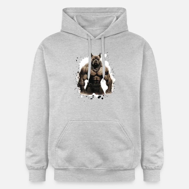 Chien Pit Muscles Musculation Bête - Sweat à capuche Softstyle® Gildan Unisexe - gris clair chiné
