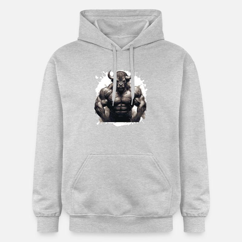 Bison Muscles Musculation Bête - Sweat à capuche Softstyle® Gildan Unisexe - gris clair chiné