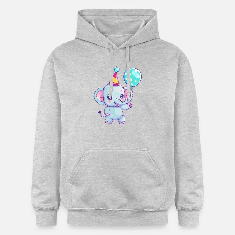 Éléphant Anniversaire Bébé - Sweat à capuche Softstyle® Gildan Unisexe - gris clair chiné