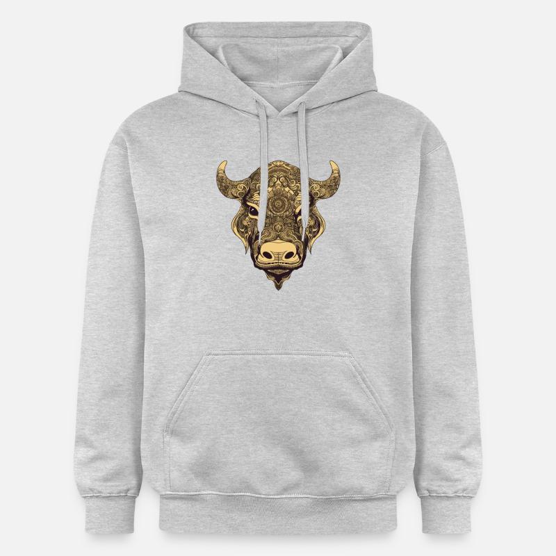Taureau Portrait Taureau - Sweat à capuche Softstyle® Gildan Unisexe - gris clair chiné