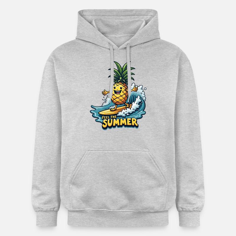 Ananas Surfer Surf Feel L’été - Sweat à capuche Softstyle® Gildan Unisexe - gris clair chiné