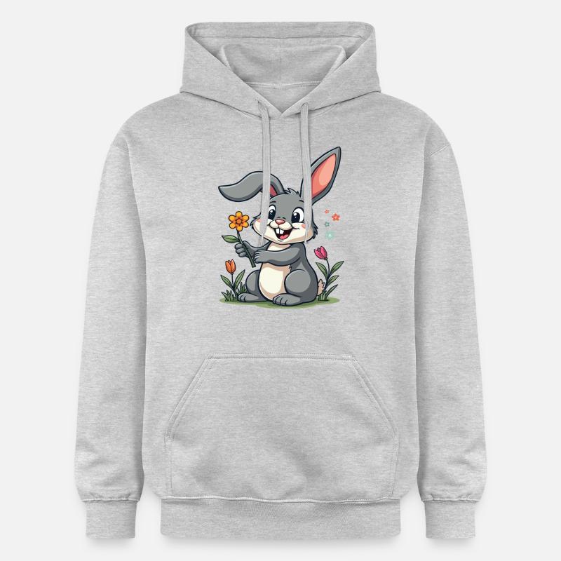 Drôle Lapin de Pâques Lapin mignon Pâques - Sweat à capuche Softstyle® Gildan Unisexe - gris clair chiné