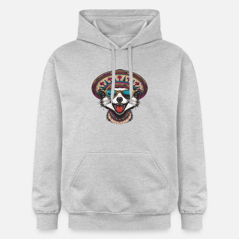 Suricate Drôle Sombrero - Sweat à capuche Softstyle® Gildan Unisexe - gris clair chiné