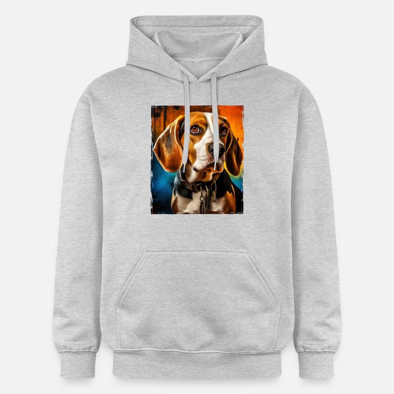 Portrait de chien beagle - Sweat à capuche Softstyle® Gildan Unisexe - gris clair chiné