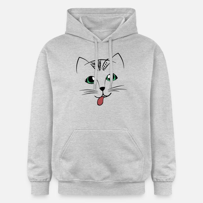 Visage de chat doux avec la langue - Sweat à capuche Softstyle® Gildan Unisexe - gris clair chiné