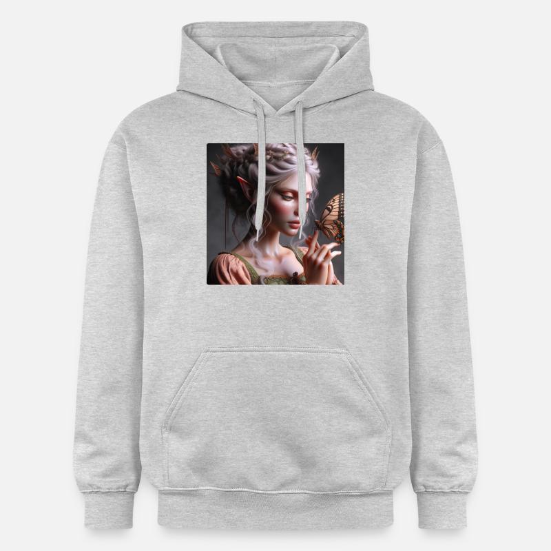 Fée et papillon. - Sweat à capuche Softstyle® Gildan Unisexe - gris clair chiné