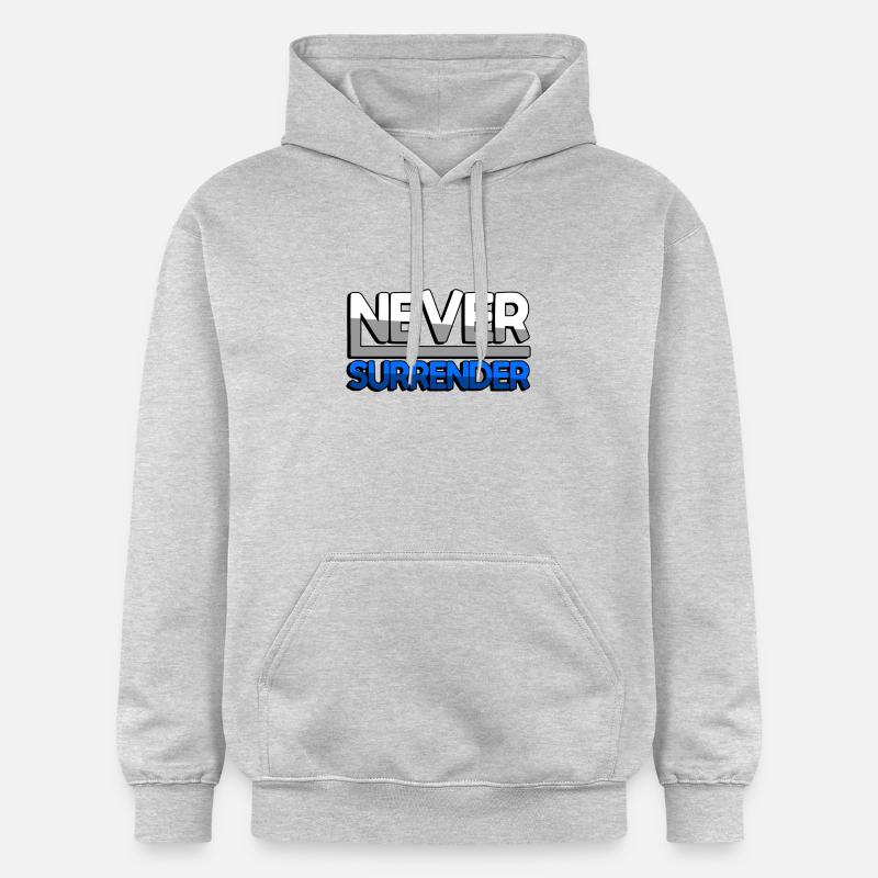 NEVER SURRENDER (Bleu) - Jeux - Sweat à capuche Softstyle® Gildan Unisexe - gris clair chiné