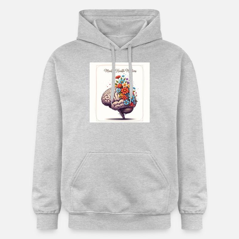 Brain Bloom: Mental Wellness Art - Sweat à capuche Softstyle® Gildan Unisexe - gris clair chiné