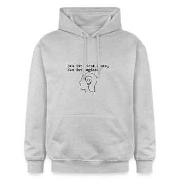 Das ist nicht links, das ist logisch. - Gildan Unisex Softstyle® Midweight Hoodie - Hellgrau meliert - Vorne - Liana (172cm) & Jaron (178cm)