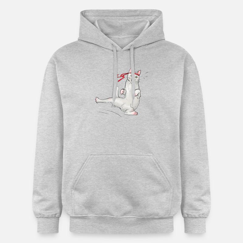 Chat au karaté - Sweat à capuche Softstyle® Gildan Unisexe - gris clair chiné