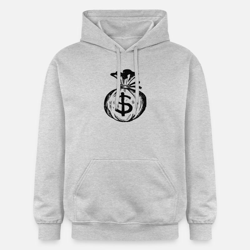 Geldsack (Schwarz) - Gildan Unisex Softstyle® Midweight Hoodie - Hellgrau meliert