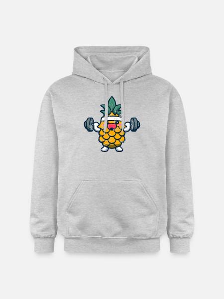 Sporty pineapple with dumbbells - Gildan Unisex Softstyle® Midweight Hoodie - light heather grey