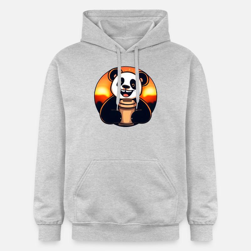 Panda panda bear drinks coffee - Gildan Unisex Softstyle® Midweight Hoodie - light heather grey