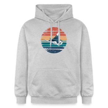 Manta Ray Retro Vintage Ocean Animal Sea Lover - Gildan Unisex Softstyle® Midweight Hoodie - Hellgrau meliert - Vorne - Liana (172cm) & Jaron (178cm)