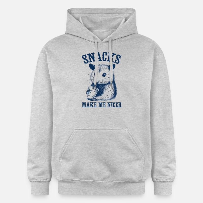 Design drôle d’opossum - Sweat à capuche Softstyle® Gildan Unisexe - gris clair chiné