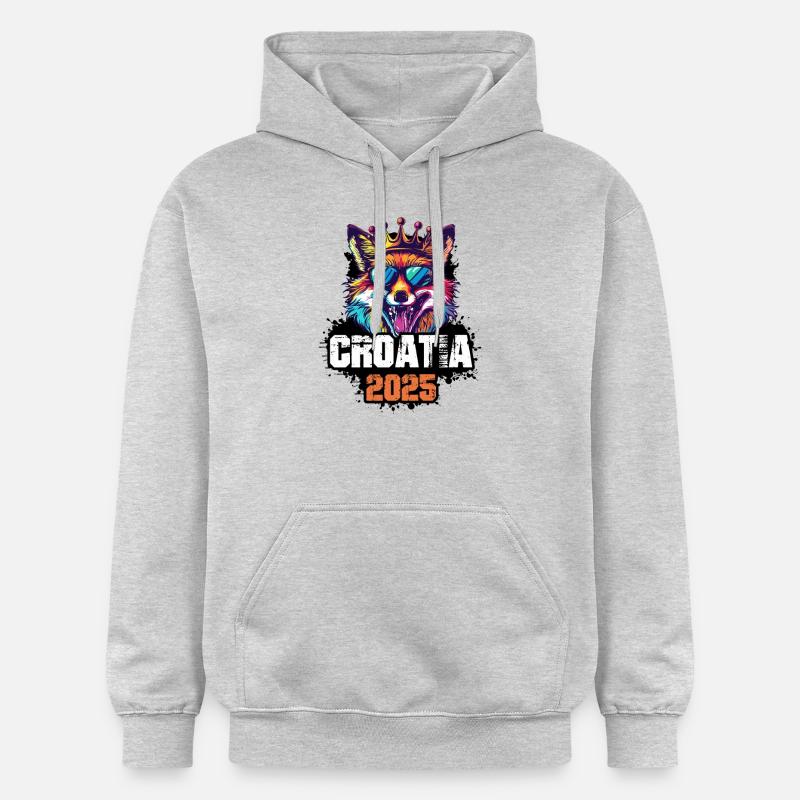 Croatie 2025 Vacances Renard - Sweat à capuche Softstyle® Gildan Unisexe - gris clair chiné