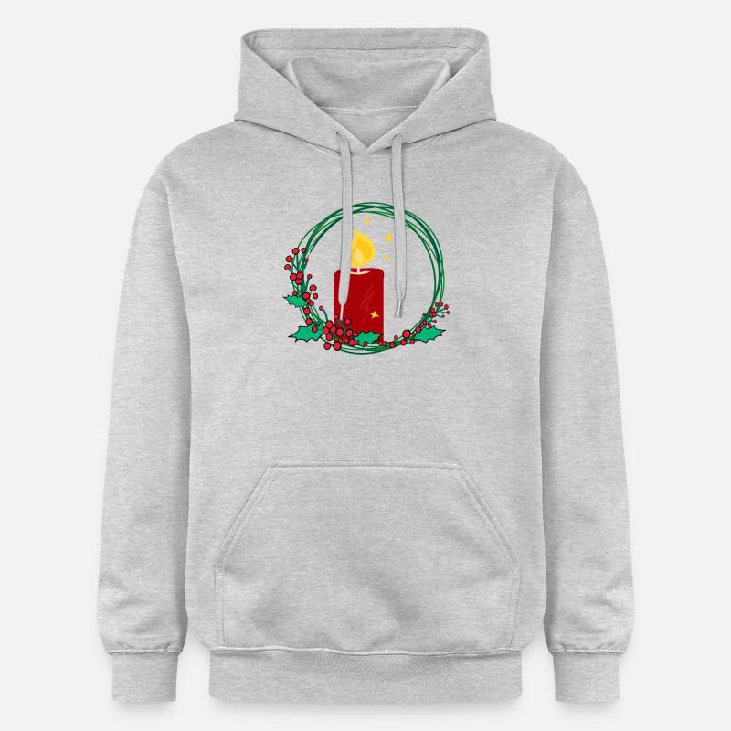 Weihnachtskranz mit Kerze - Gildan Unisex Softstyle® Midweight Hoodie - Hellgrau meliert
