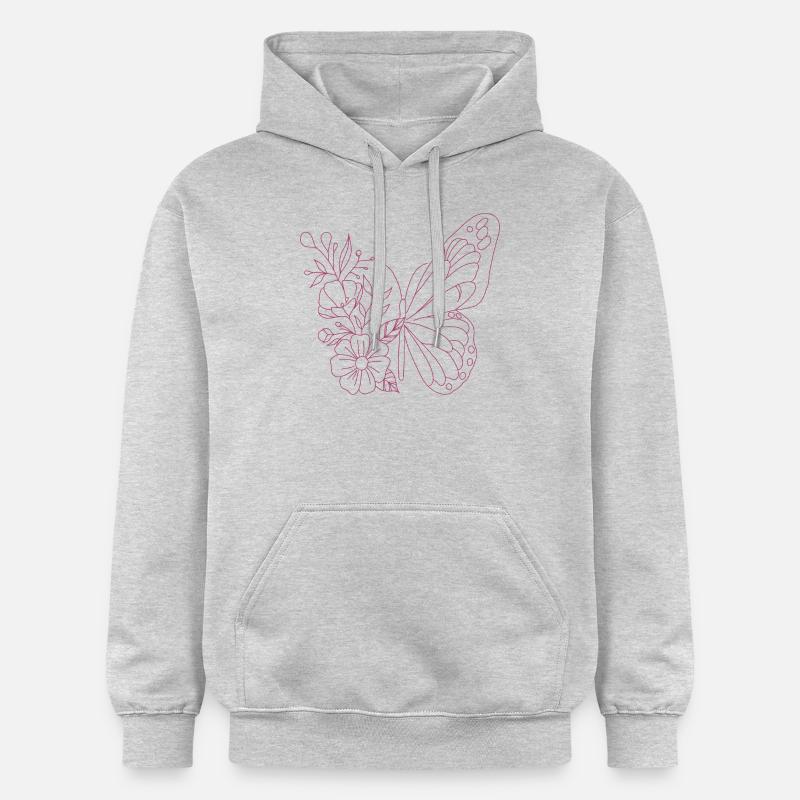 Fleur Papillon - Sweat à capuche Softstyle® Gildan Unisexe - gris clair chiné