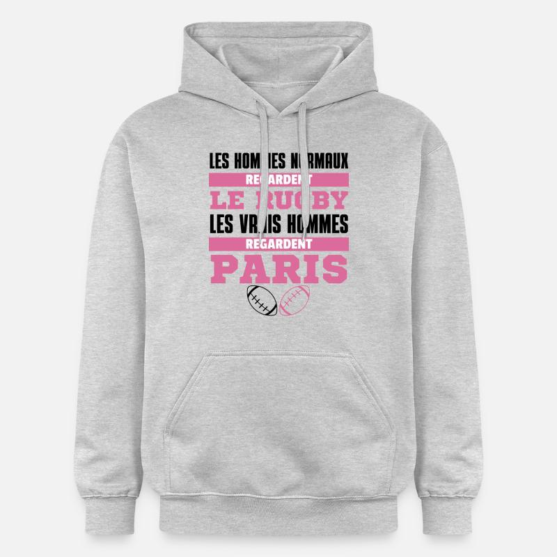 Vrais Hommes Regardent Paris - Sweat à capuche Softstyle® Gildan Unisexe - gris clair chiné