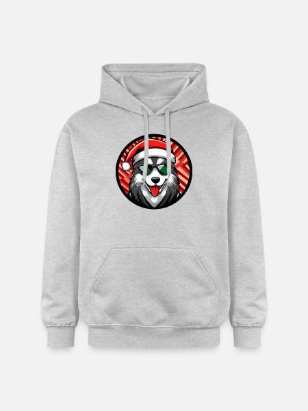 Husky chien Noël cool - Sweat à capuche Softstyle® Gildan Unisexe - gris clair chiné