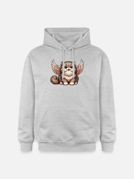 Persian Cat Angel Fluffy Fur - Gildan Unisex Softstyle® Midweight Hoodie - light heather grey