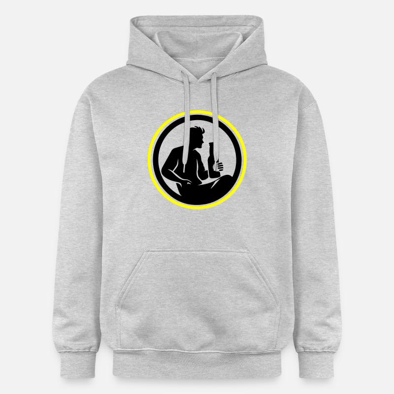 Bouteille de bière buvant Silhouette - Sweat à capuche Softstyle® Gildan Unisexe - gris clair chiné