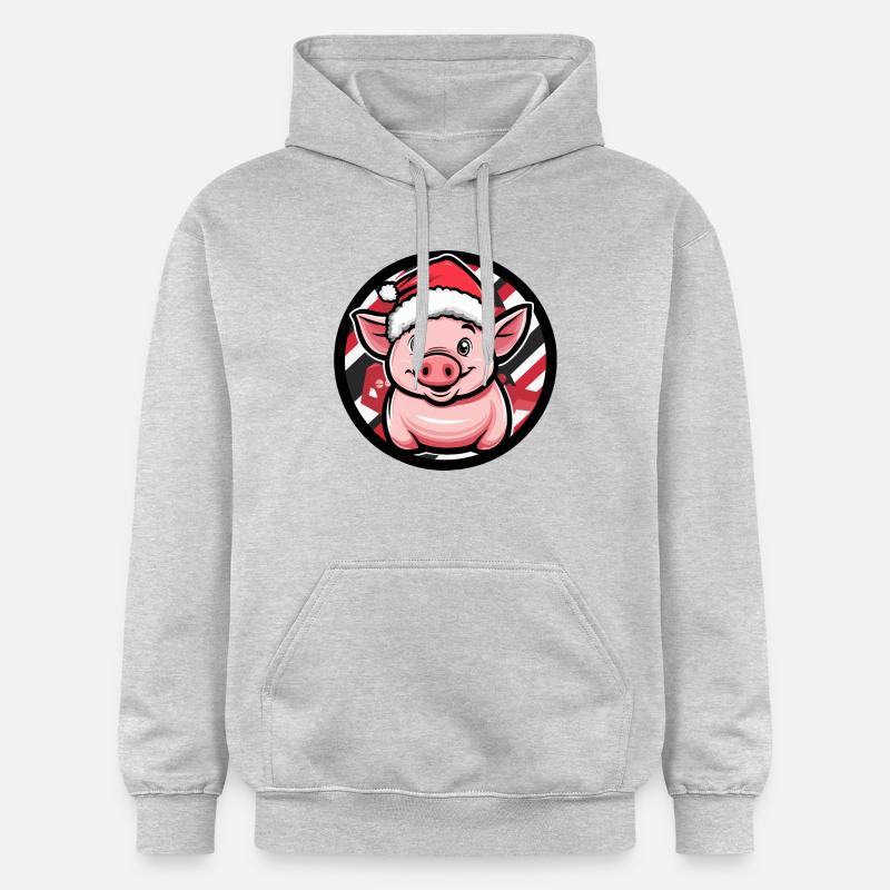 Cochon Animal de Noël - Sweat à capuche Softstyle® Gildan Unisexe - gris clair chiné