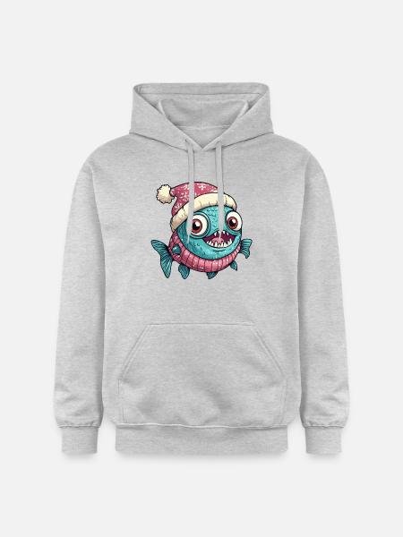 Piranha Fish Christmas - Gildan Unisex Softstyle® Midweight Hoodie - light heather grey