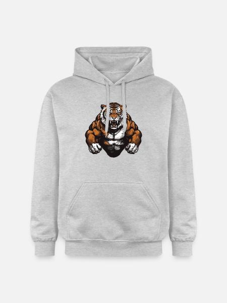 Musculation Tiger Muscles - Sweat à capuche Softstyle® Gildan Unisexe - gris clair chiné