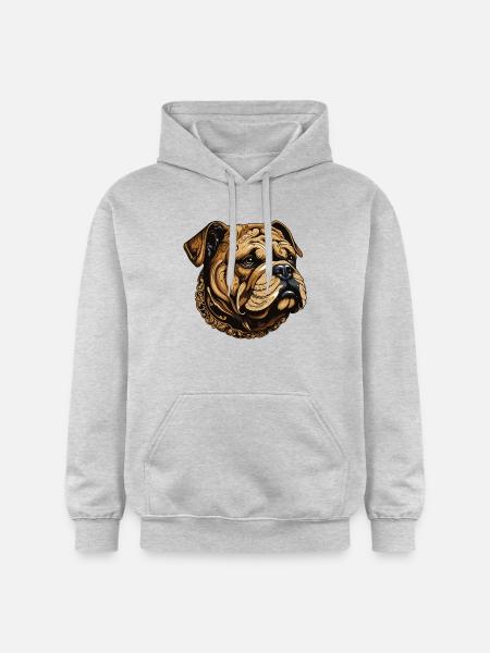 Bulldog Dog Portrait - Gildan Unisex Softstyle® Midweight Hoodie - light heather grey