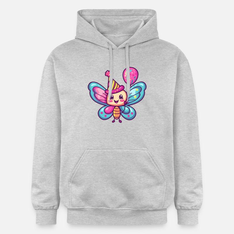 papillon anniversaire bande dessinée mignon - Sweat à capuche Softstyle® Gildan Unisexe - gris clair chiné