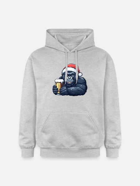 Gorilla Christmas Beer - Gildan Unisex Softstyle® Midweight Hoodie - light heather grey