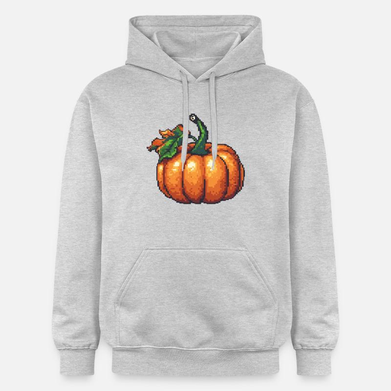 Icône de pixel de citrouille - Sweat à capuche Softstyle® Gildan Unisexe - gris clair chiné