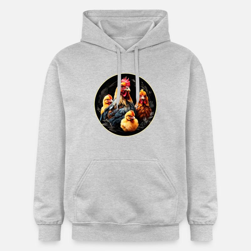 Mignon poulet famille - Sweat à capuche Softstyle® Gildan Unisexe - gris clair chiné
