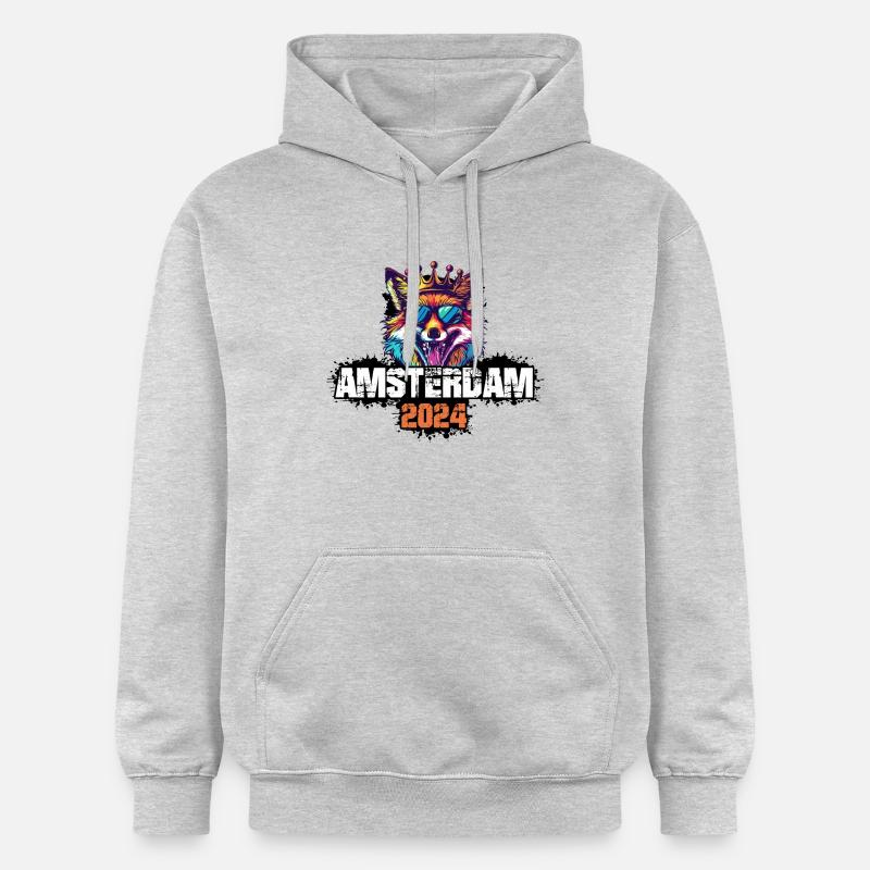 Amsterdam 2024 Vacances Renard - Sweat à capuche Softstyle® Gildan Unisexe - gris clair chiné