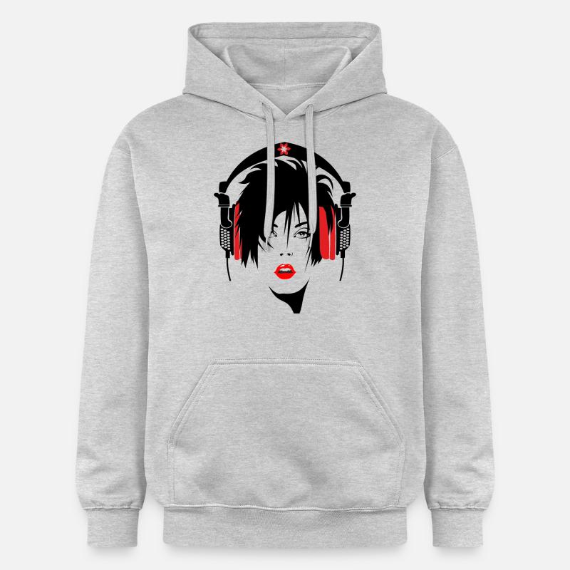 mujer_con_cascos - Sweat à capuche Softstyle® Gildan Unisexe - gris clair chiné