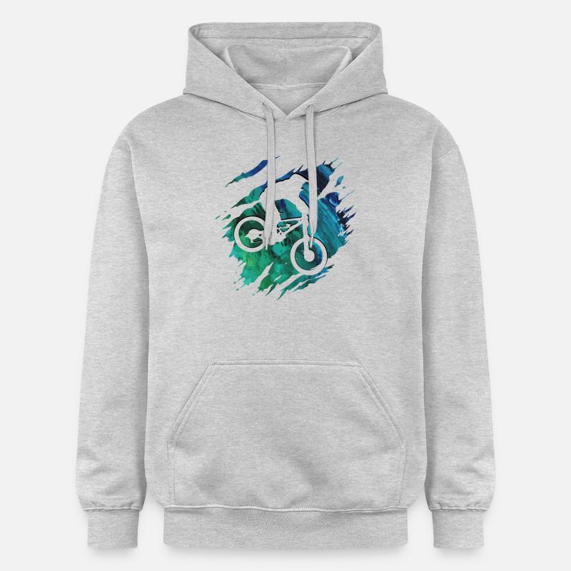 VTT - Mountainbiker Downhill cadeau - Sweat à capuche Softstyle® Gildan Unisexe - gris clair chiné