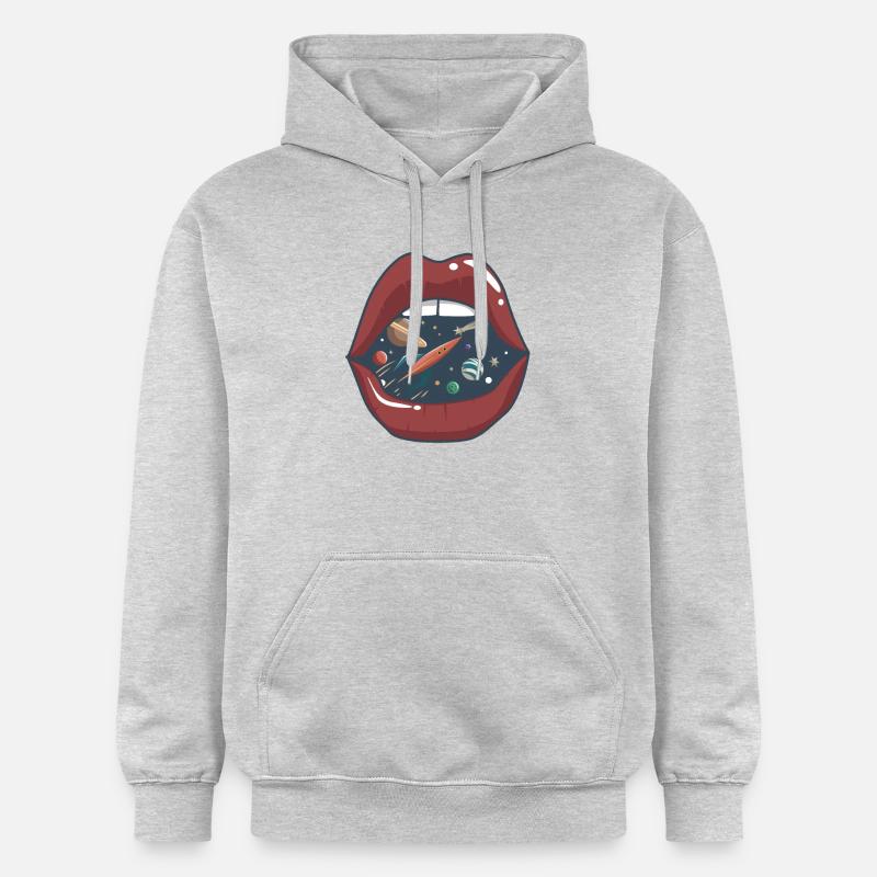 Embrasser la bouche dans l'espace - Sweat à capuche Softstyle® Gildan Unisexe - gris clair chiné