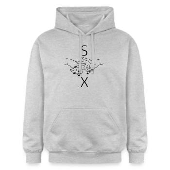 Sex finger signs - Gildan Unisex Softstyle® Midweight Hoodie - light heather grey - Front - Liana (172cm) & Jaron (178cm)