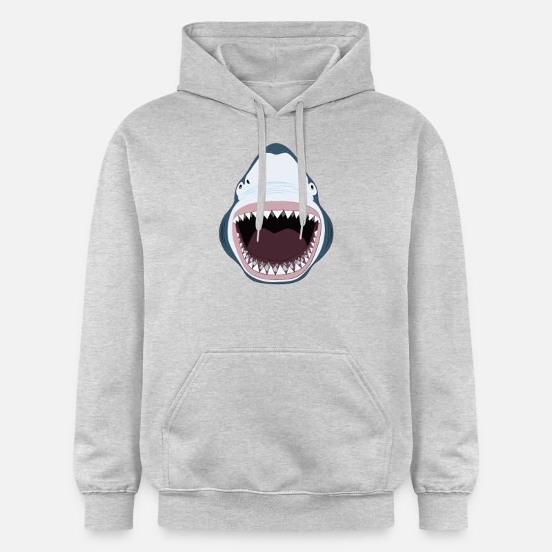 Grand requin blanc cadeau dents de bouche de requin - Sweat à capuche Softstyle® Gildan Unisexe - gris clair chiné
