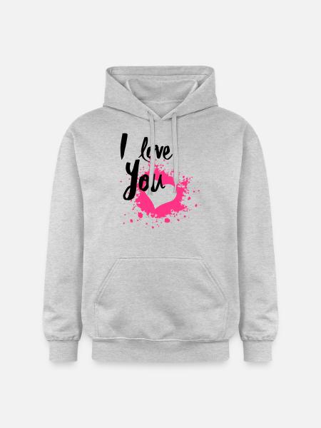 I Love You - Felpa con cappuccio unisex Softstyle® Gildan con grammatura media - grigio chiaro melange