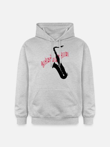 Saxofon / Noten - Gildan Unisex Softstyle® Midweight Hoodie - Hellgrau meliert
