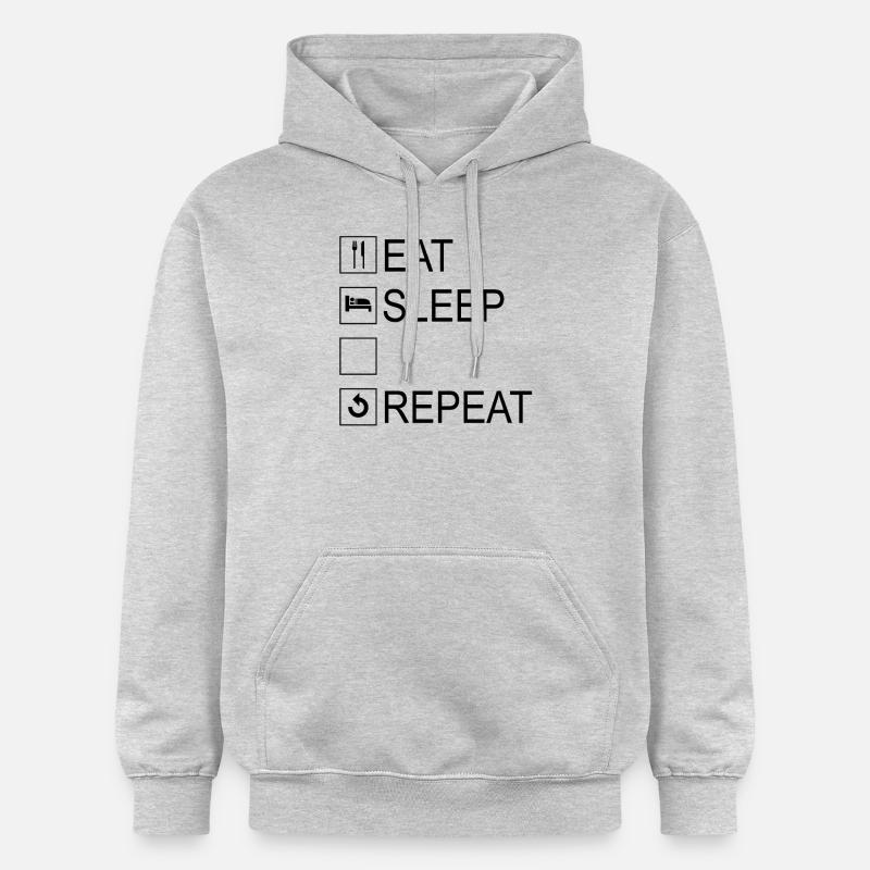 Modèle Eat Sleep Repeat - Sweat à capuche Softstyle® Gildan Unisexe - gris clair chiné