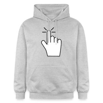 Cliquez ici - Icône de clic de l’index - Sweat à capuche Softstyle® Gildan Unisexe - gris clair chiné - Devant - Liana (172cm) & Jaron (178cm)